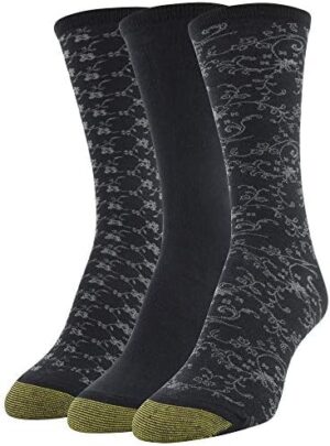 GOLDTOE Women's Floral Dress Crew Socks, 3 Pairs