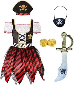 Girls Pirate Costume for Halloween Cosplay Pirate Costume Buccaneer Dress
