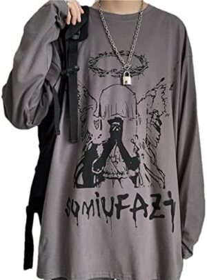 Goth Shirt for Women Kawaii Shirts Harajuku Fashion Gothic Clothes Y2K Grunge Tops for Teen Girls Anime Long Sleeve