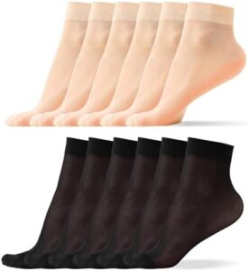 HAOWA 12 Pack Women’s Nylon Socks Ankle High Sheer Pantyhose