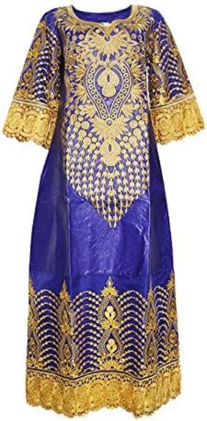 HD African Bazin Riche Woman Rhinestone Long Dress Lace Patchwork Maxi Dresses with Headwrap