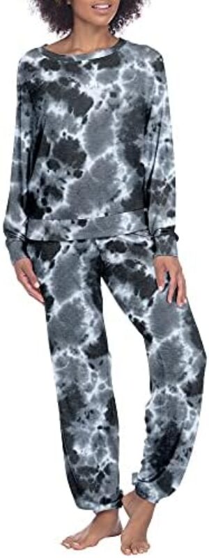 Honeydew Intimates Star Seeker Brushed Jersey Lounge Set Black Tie-Dye SM
