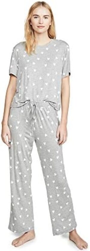 Honeydew Intimates Women's All American PJ Set, Heather Grey Hearts, S