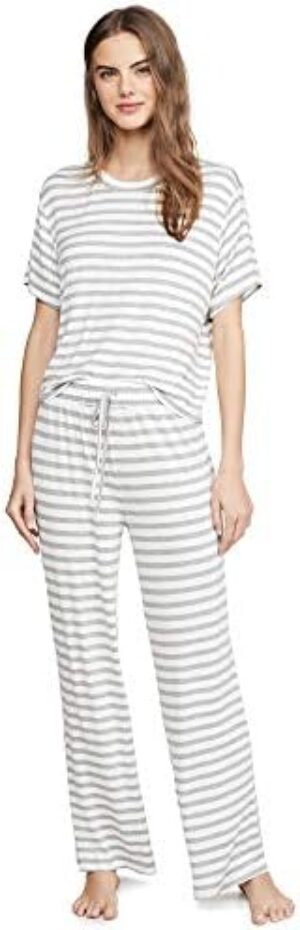Honeydew Intimates Women's All American PJ Set, Ivory Stripe, XS