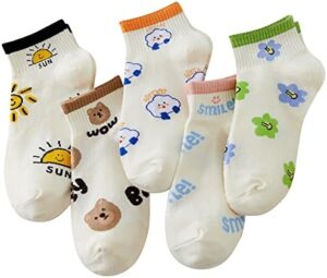IIG 5 Pairs Womens Novelty No Show Socks Low Cut Funny Animal Cotton Ankle Socks