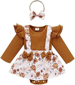 Infant Baby Girl Bodysuits Romper Lace Sweater Onesie Shorts Ruffle Long Sleeve Newborn Fall Winter Clothes