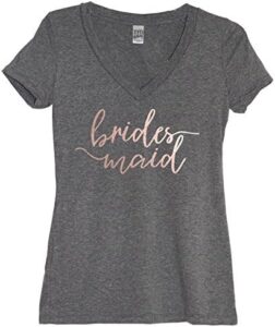It’s Your Day Clothing Rose Gold Bridal Party Women’s Heather Gray V Neck Shirt