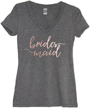 It's Your Day Clothing Rose Gold Bridal Party Women's Heather Gray V Neck Shirt