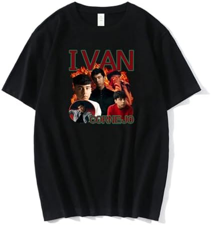 Ivan Cornejo T-Shirt Vintage Graphic Retro Crewneck Short Sleeve Streetwear Women Men Fashion Tee (Medium,Black)