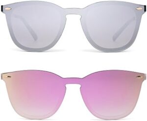 JIM HALO Trendy Rimless Mirrored Sunglasses Reflective Sun Glasses for Women Men