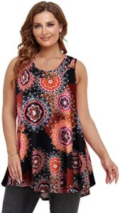 LARACE Sleeveless Tops for Womens Summer Clothes Plus Size Tunic Tank Scoop Neck Tee Button Up Shirt