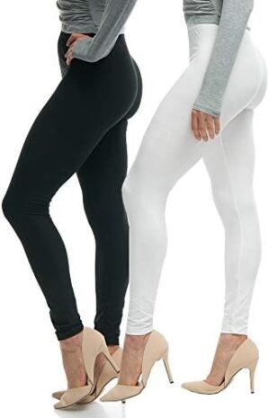LMB High Waisted Leggings for Women - Pack of 2 - Plus Size - Workout Leggings for Women Perfect for Yoga, Causal and Formal wear