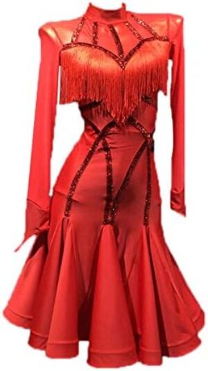 Latin Dance Dress Women Elegant Lace Girls Practise Ballroom Dancewear