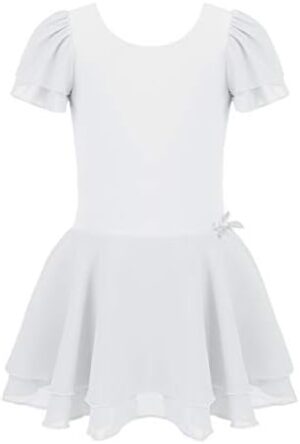 Little Girls Ruffle Flutter Sleeves Gymnastics Ballet Dance Leotard Tutu Dress Ballerina Dancewear
