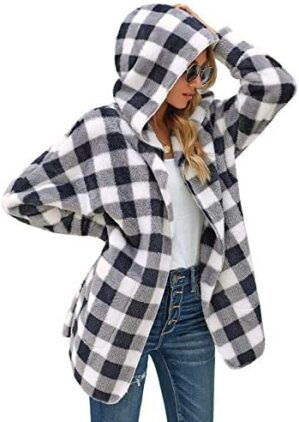 LookbookStore Women's Oversized Open Front Hooded Draped Pockets Cardigan Coat