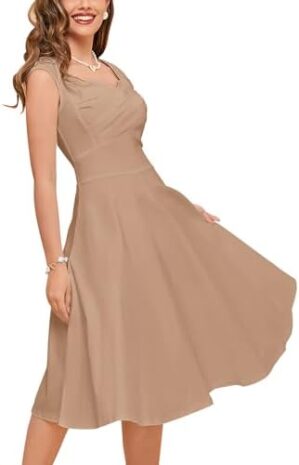 MUXXN Women's 1950s Capshoulder Vintage Wedding Retro Swing Dress