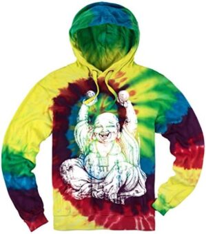 Mens Tie Dye Laughing Buddha Hoodie