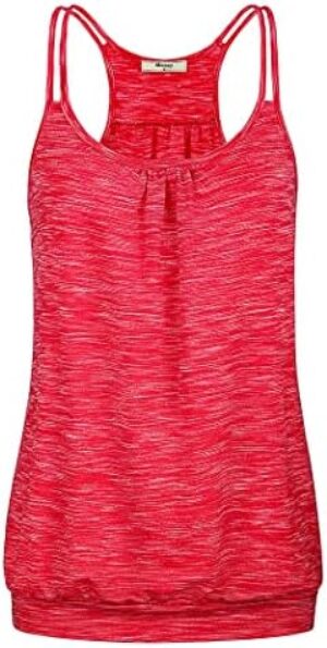 Miusey Womens Yoga Tank Tops Loose Fit Spaghetti Strap Banded Bottom Workout Shirts