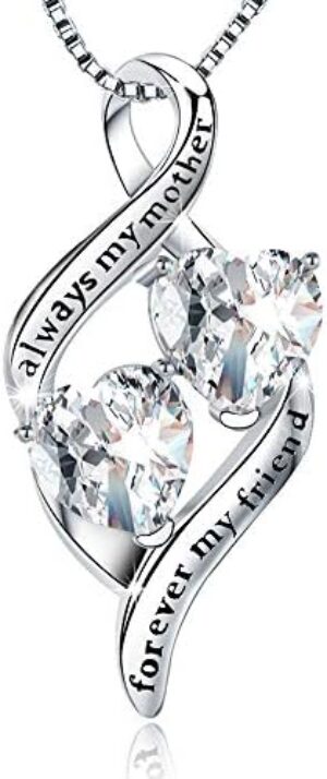 Mother's Birthday Gifts 925 Sterling Silver Love You Mom Heart Infinity Pendant Necklace for Women Nana