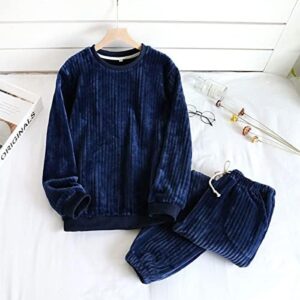 Nightwear Couple,Comfortable Material, 2 Sleep Set, Soft Nightwear,Casual Intimate Lingerie,Warm Home Clothes. (Color : Men Blue, Size : Large)