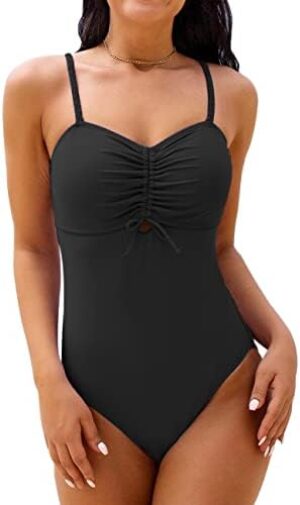 One Piece Bathing Suits for Women High Neck Swimsuit for Tummy Control Halter Monokini Swimwear with Neck Hook