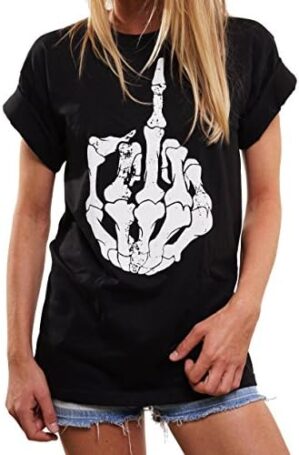 Oversized Gothic Clothing for Women - Plus Size Top with Skull Finger