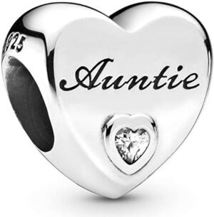 Pandora Auntie Love Heart Charm - Compatible Moments Bracelets - Jewelry for Women - Mother's Day Gift - Made with Sterling Silver & Cubic Zirconia
