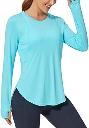 Promover Women's Long Sleeve Workout Shirts UPF 50+ Sun Shirts Lightweight Quick Dry Outdoor Hiking Tops