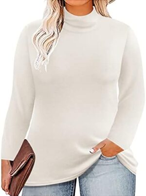 RITERA Plus Size Tops Mock Turtleneck Womens Long Sleeve Shirt Basic Layering Underwear Pullover