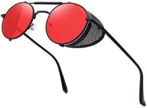 RONSOU Steampunk Style Round Vintage Polarized Sunglasses Retro Eyewear UV400 Protection Matel Frame