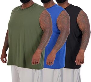 Real Essentials 3 & 5 Pack: Men's Dry-Fit Active Athletic Tech Tank Top - Regular and Big & Tall Sizes (S-5XLT)