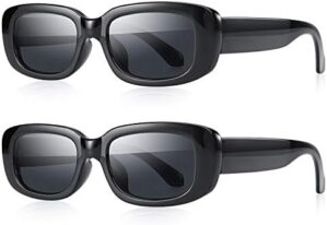 Rectangle Sunglasses for Women Retro Driving Glasses 90‘s Vintage Fashion Narrow Square Frame UV400 Protection