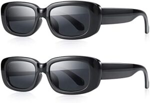 Rectangle Sunglasses for Women Retro Driving Glasses 90‘s Vintage Fashion Narrow Square Frame UV400 Protection