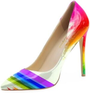 Reindee Lusion Womens High Stiletto Music Note Printed Closed Toe Sexy Rivets Pumps Shoes