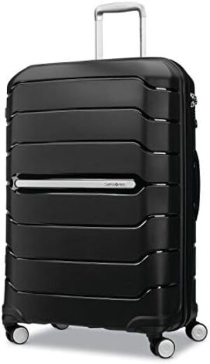Samsonite Freeform Hardside Expandable with Double Spinner Wheels, Checked-Large 28-Inch, Black
