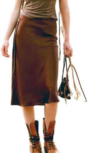 Silk Skirts for Women Midi Length Pure Mulberry Silk Skirt Luxury Slit Dresses Casual Party Sexy High Waist Dress