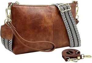 Small Crossbody Clutch Purses Bags for Women Wristlet Wallet Vegan Shoulder Handbags Guitar Strap + Leather Strap