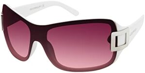 Southpole womens 1019sp Fashionable Oversized UV Protective Shield Sunglasses for Women Trendy Gifts Women 170 mm, White & Pink, mm US
