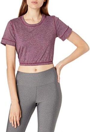 Splendid Women's Studio Activewear Workout Athletic Short Sleeve Crop Top
