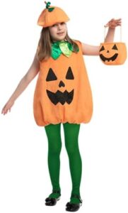 Spooktacular Creations Halloween Child Girl Pumpkin Dress Costume with Hat, Basket for Halloween Dress Up Themed Party