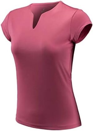 Tennis Shirts for Women Short Sleeves, Solid Golf T Shirts V-Neck Running Pickleball Clothes for Women