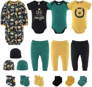 The Peanutshell Newborn Boy Clothes & EssentIals, 16 Piece Baby Layette Gift Set, 0-3 Month Outfits