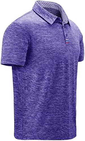 V VALANCH Golf Polos for Men Performance Outdoor Clothing Short Sleeves Polo Shirts, Blue Purple M