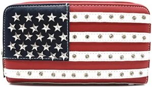 WESTERN ORIGIN American Flag Stars and Stripes Studs Crossbody Handbag USA Patriotic Women Purse Leather Single Shoulder Bag