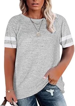 Wkior Plus Size Tops for Women Long Sleeve Tunic Casual Loose Shirt Pullover Sweatshirts