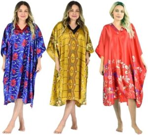 Women Combo Pack Short Satin Caftan/Night Shirt, Special-1