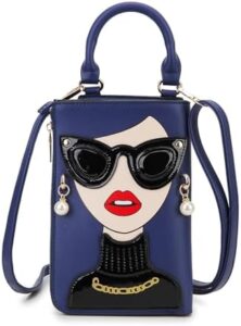 Women Novelty Lady Face Shoulder Bags Funky PU Leather Top Handle Satchel Handbags Clutch Purse for Women