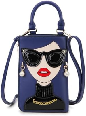 Women Novelty Lady Face Shoulder Bags Funky PU Leather Top Handle Satchel Handbags Clutch Purse for Women