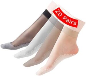 Women's 10-20 Pairs Silky Thin Nylon Short Ankle Socks