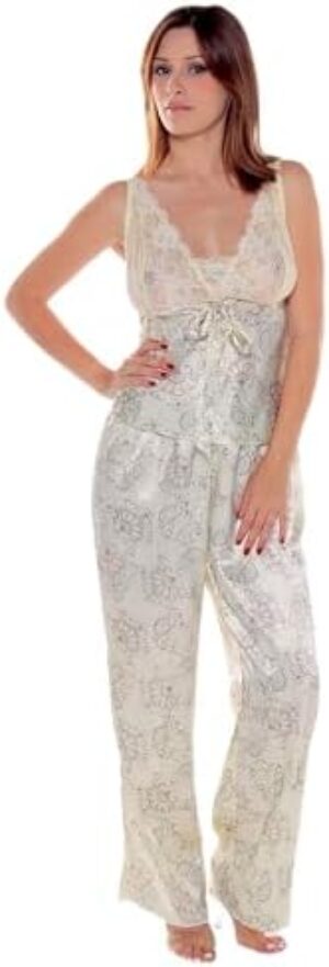 Women's Printed Charmeuse Camisole Pajama Set #2053